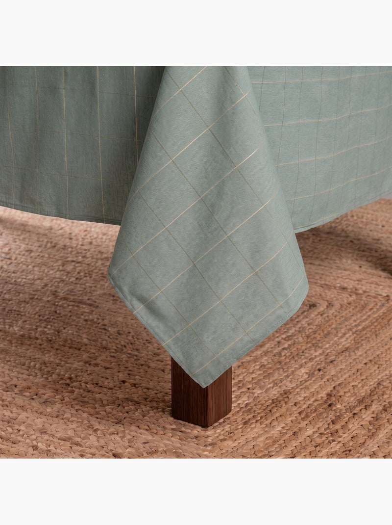 Mantel navideño de algodón a cuadros con hilo lurex en relieve - gamusi. Verde agua - Kiabi