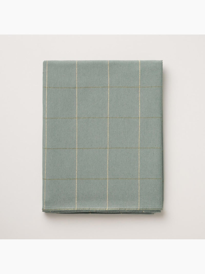 Mantel navideño de algodón a cuadros con hilo lurex en relieve - gamusi. Verde agua - Kiabi