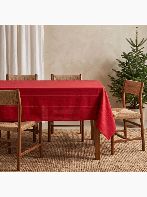 Mantel navideño de algodón a rayas con hilo lurex en relieve - gamusi. - Kiabi Mantel navideño de algodón a rayas con hilo lurex en relieve - gamusi. - Kiabi