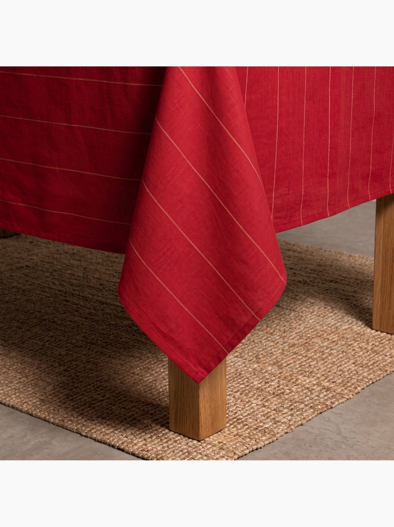 Mantel navideño de algodón a rayas con hilo lurex en relieve - gamusi. Rojo - Kiabi