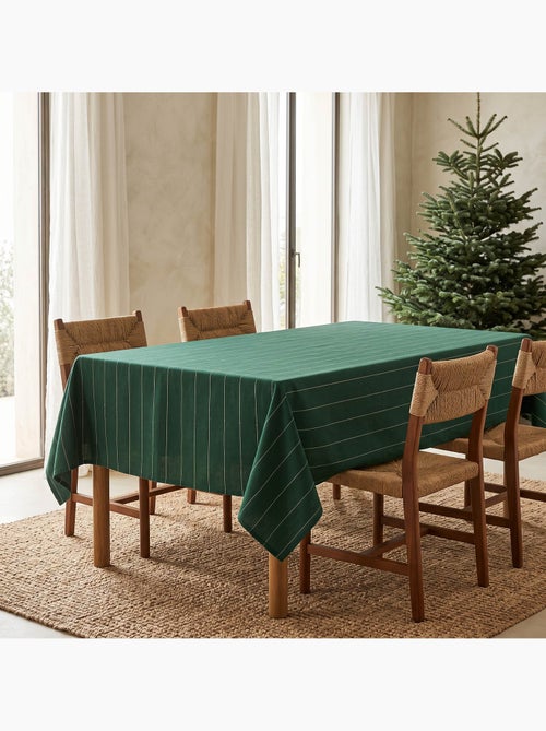 Mantel navideño de algodón a rayas con hilo lurex en relieve - gamusi. - Kiabi Mantel navideño de algodón a rayas con hilo lurex en relieve - gamusi. - Kiabi