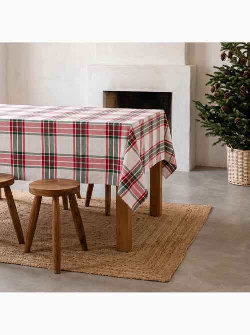 Mantel navideño de algodón texturizado con hilo lurex en relieve, diseño tartán - gamusi. - Kiabi Mantel navideño de algodón texturizado con hilo lurex en relieve, diseño tartán - gamusi. - Kiabi