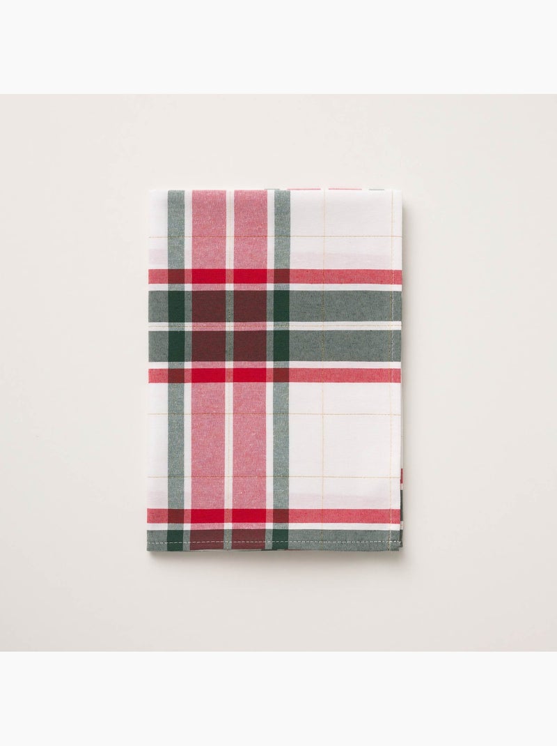 Mantel navideño de algodón texturizado con hilo lurex en relieve, diseño tartán - gamusi. Rojo - Kiabi
