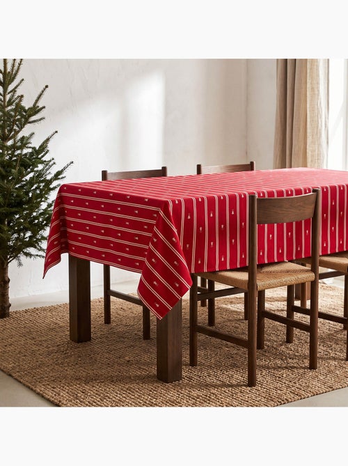 Mantel navideño de rayas dobles con hilo lurex y abetos bordados en relieve - gamusi. - Kiabi Mantel navideño de rayas dobles con hilo lurex y abetos bordados en relieve - gamusi. - Kiabi