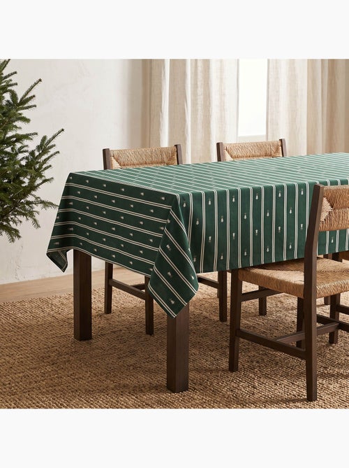 Mantel navideño de rayas dobles con hilo lurex y abetos bordados en relieve - gamusi. - Kiabi Mantel navideño de rayas dobles con hilo lurex y abetos bordados en relieve - gamusi. - Kiabi