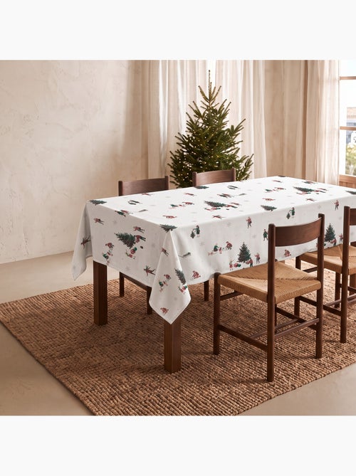 Mantel navideño impermeable con estampado de escenas invernales - gamusi. - Kiabi Mantel navideño impermeable con estampado de escenas invernales - gamusi. - Kiabi