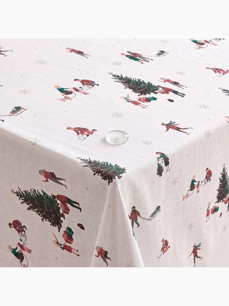Mantel navideño impermeable con estampado de escenas invernales - gamusi. Blanco - Kiabi