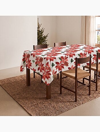 Mantel navideño impermeable con estampado de flor de pascua - gamusi.