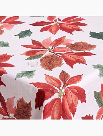Mantel navideño impermeable con estampado de flor de pascua - gamusi.