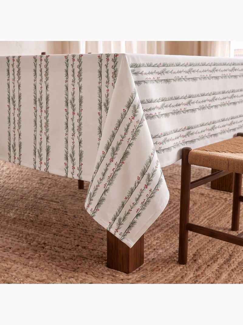Mantel navideño impermeable con estampado de guirnaldas de acebo - gamusi. Blanco - Kiabi