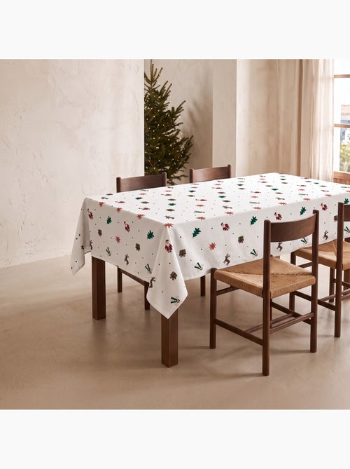 Mantel navideño impermeable con estampado de papá noel, renos, regalos y abetos - gamusi. - Kiabi Mantel navideño impermeable con estampado de papá noel, renos, regalos y abetos - gamusi. - Kiabi