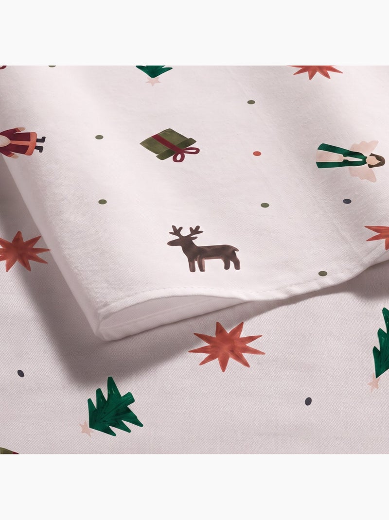 Mantel navideño impermeable con estampado de papá noel, renos, regalos y abetos - gamusi. Blanco - Kiabi