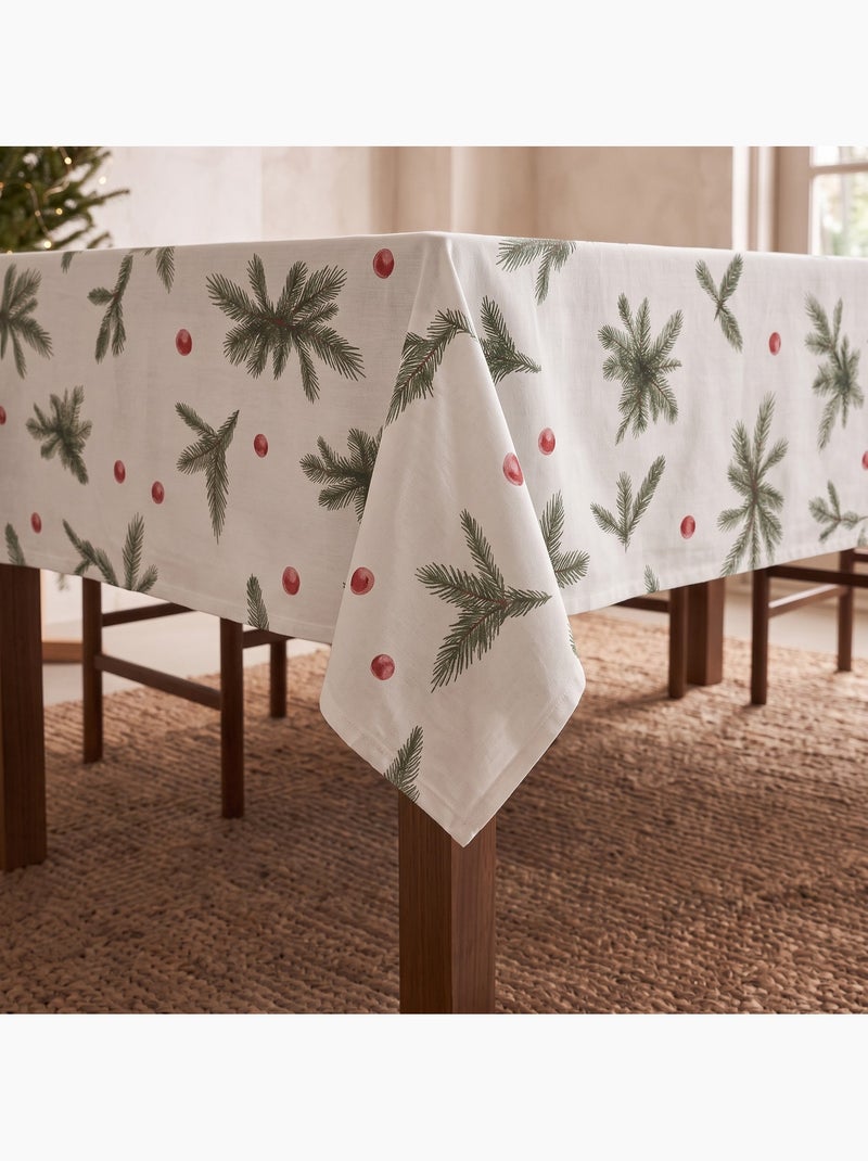 Mantel navideño impermeable con estampado de ramas de abeto - gamusi. Blanco - Kiabi