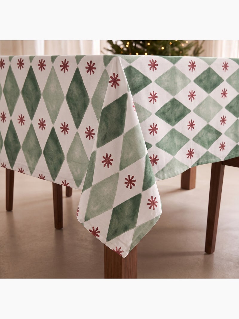 Mantel navideño impermeable con estampado geométrico de rombos y estrellas - gamusi. Verde - Kiabi
