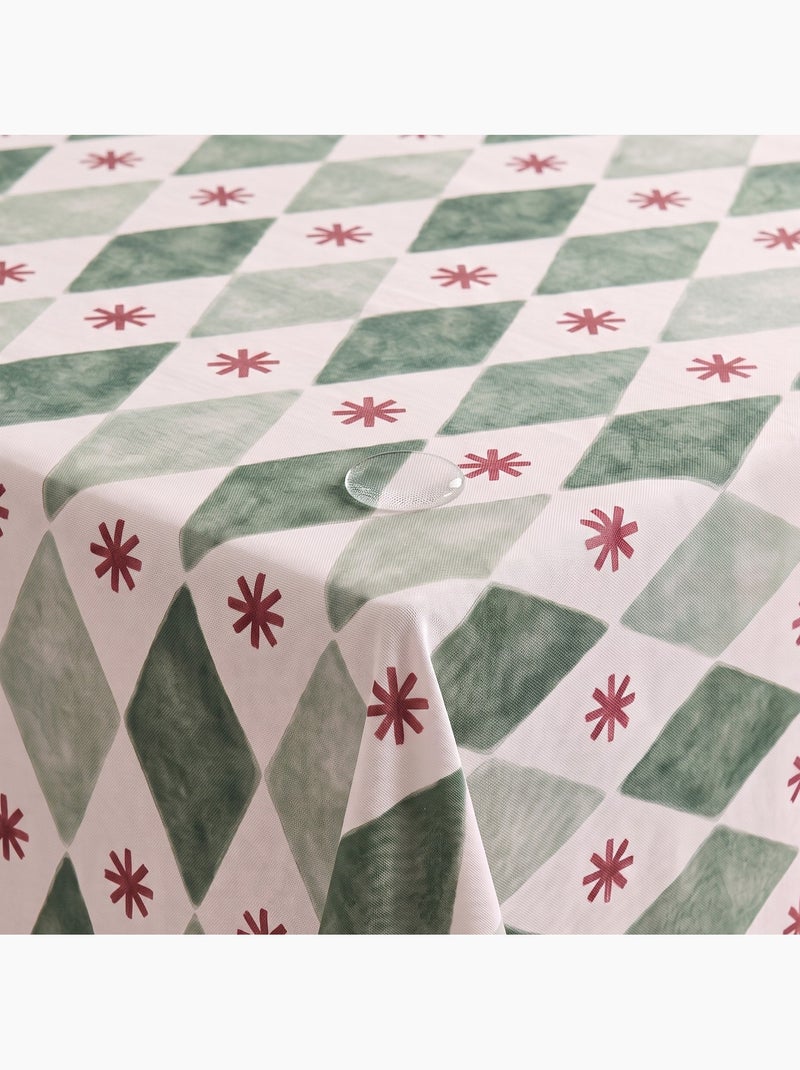 Mantel navideño impermeable con estampado geométrico de rombos y estrellas - gamusi. Verde - Kiabi
