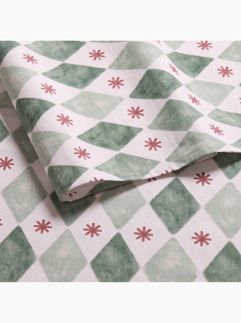 Mantel navideño impermeable con estampado geométrico de rombos y estrellas - gamusi. Verde - Kiabi