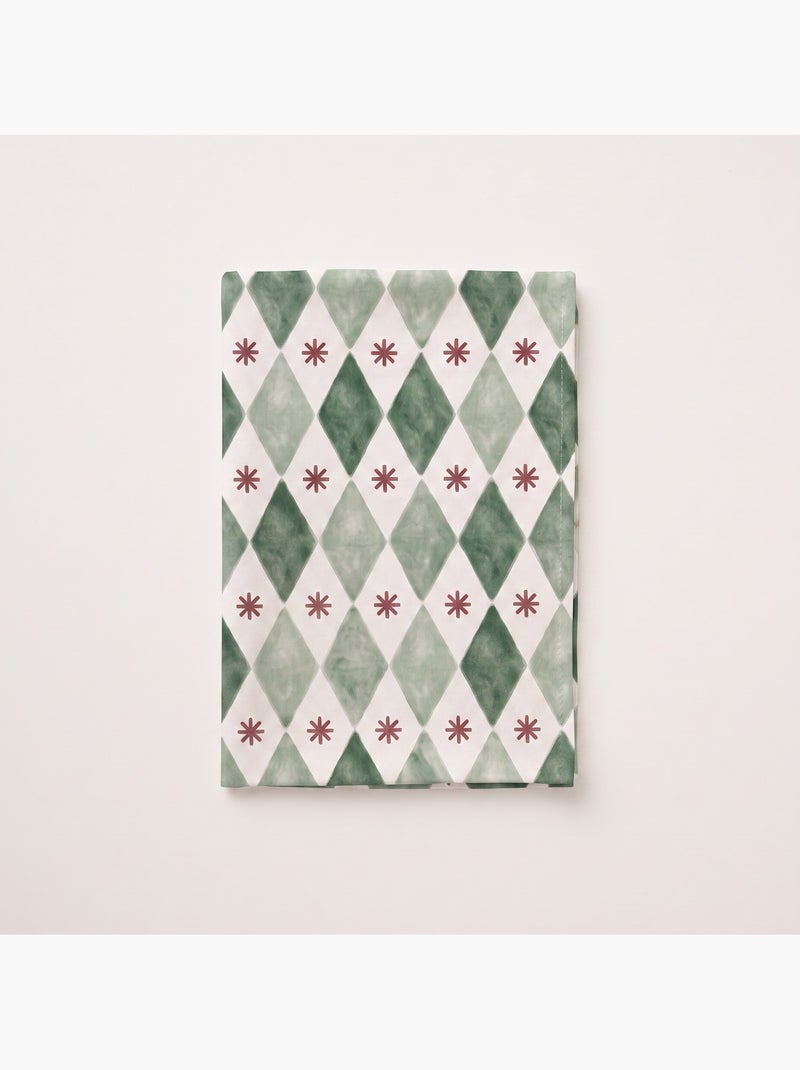 Mantel navideño impermeable con estampado geométrico de rombos y estrellas - gamusi. Verde - Kiabi