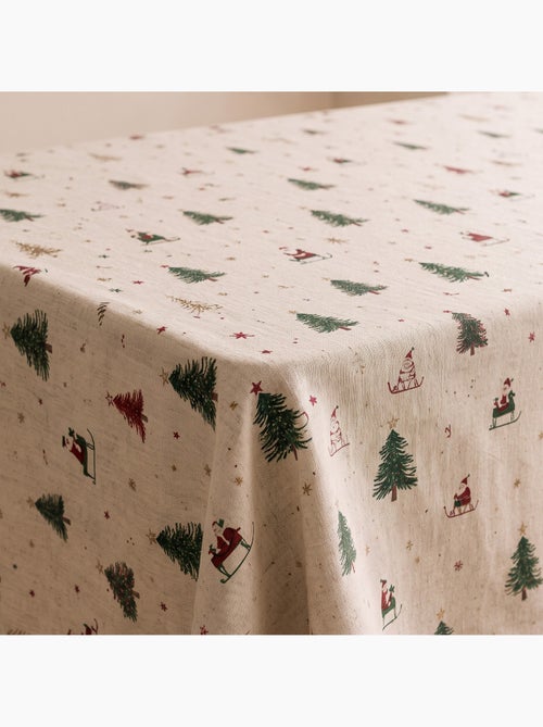 Mantel navideño tacto lino natural con estampado alpino - gamusi. - Kiabi Mantel navideño tacto lino natural con estampado alpino - gamusi. - Kiabi