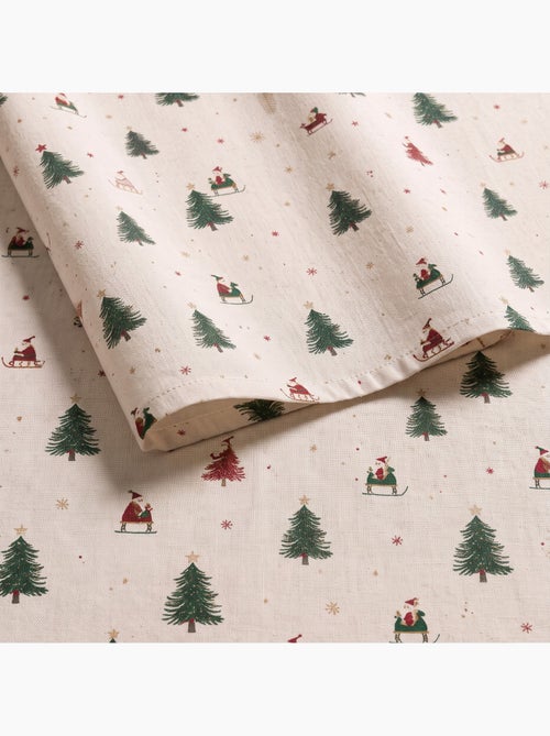 Mantel navideño tacto lino natural con estampado alpino - gamusi. - Kiabi Mantel navideño tacto lino natural con estampado alpino - gamusi. - Kiabi