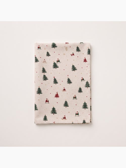 Mantel navideño tacto lino natural con estampado alpino - gamusi. - Kiabi Mantel navideño tacto lino natural con estampado alpino - gamusi. - Kiabi