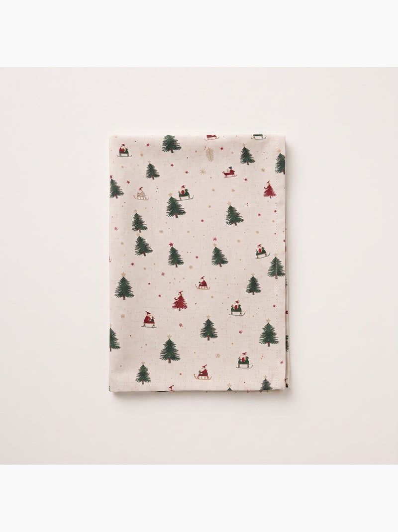 Mantel navideño tacto lino natural con estampado alpino - gamusi. Lino - Kiabi