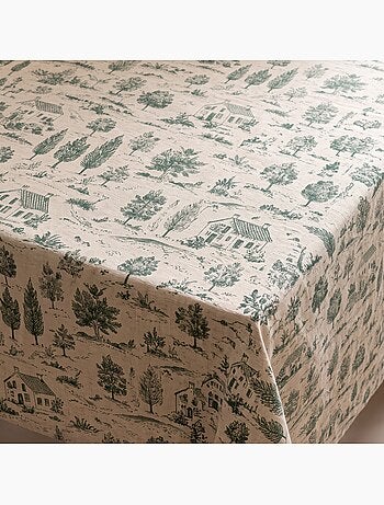 Mantel navideño tacto lino natural con estampado campestre - gamusi.