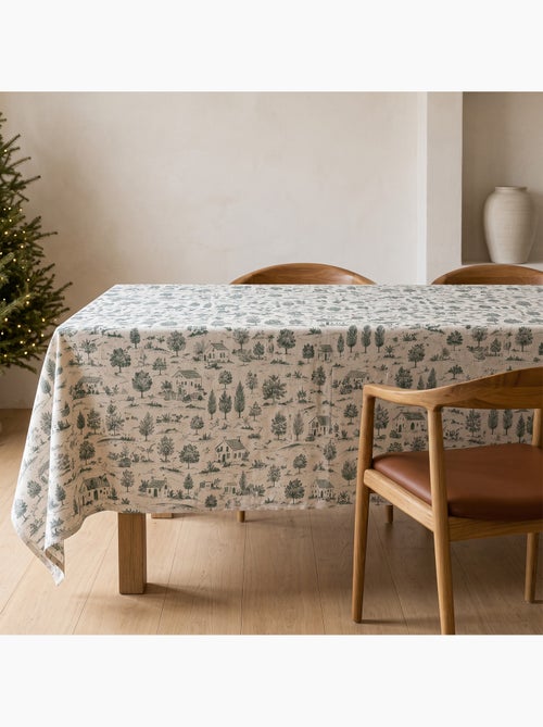 Mantel navideño tacto lino natural con estampado campestre - gamusi. - Kiabi