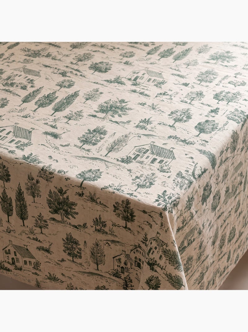 Mantel navideño tacto lino natural con estampado campestre - gamusi. Lino - Kiabi