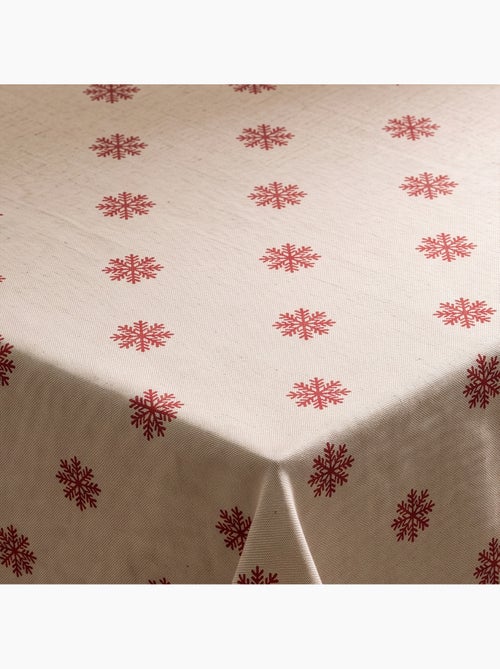 Mantel navideño tacto lino natural con estampado de copos de nieve - gamusi. - Kiabi Mantel navideño tacto lino natural con estampado de copos de nieve - gamusi. - Kiabi