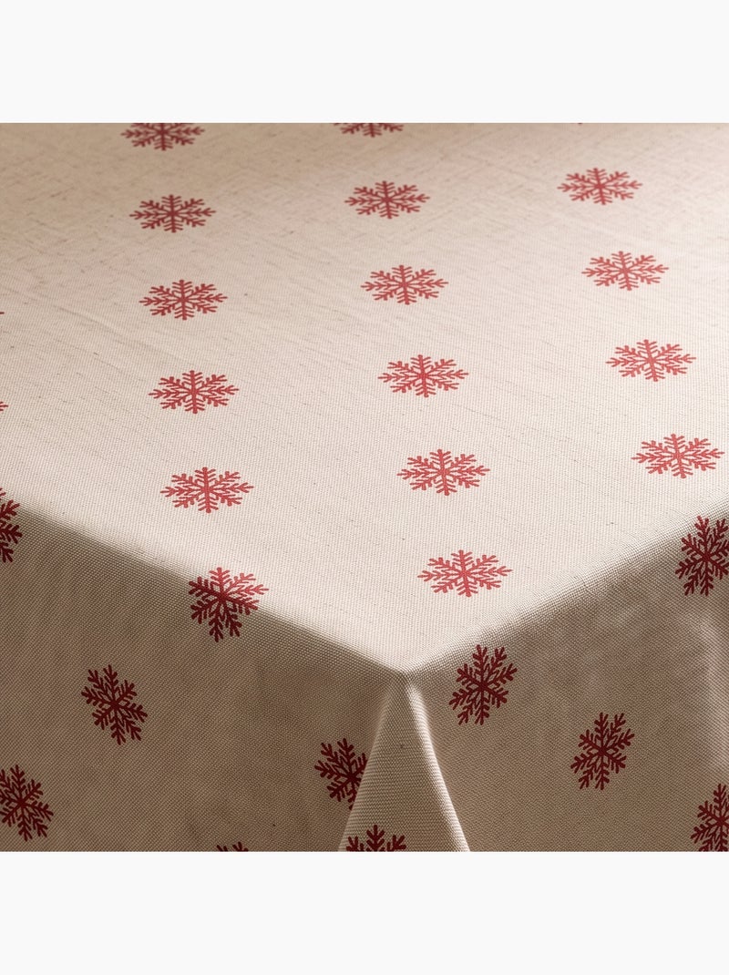 Mantel navideño tacto lino natural con estampado de copos de nieve - gamusi. Lino - Kiabi