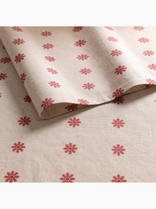 Mantel navideño tacto lino natural con estampado de copos de nieve - gamusi. - Kiabi Mantel navideño tacto lino natural con estampado de copos de nieve - gamusi. - Kiabi