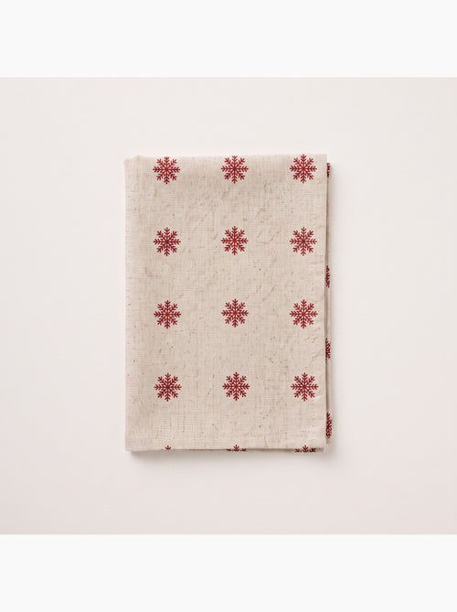 Mantel navideño tacto lino natural con estampado de copos de nieve - gamusi. - Kiabi Mantel navideño tacto lino natural con estampado de copos de nieve - gamusi. - Kiabi