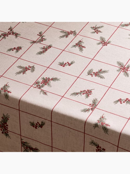 Mantel navideño tacto lino natural con estampado de cuadros - gamusi. - Kiabi Mantel navideño tacto lino natural con estampado de cuadros - gamusi. - Kiabi
