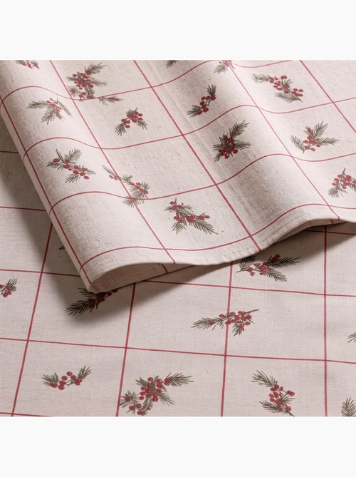 Mantel navideño tacto lino natural con estampado de cuadros - gamusi. - Kiabi Mantel navideño tacto lino natural con estampado de cuadros - gamusi. - Kiabi