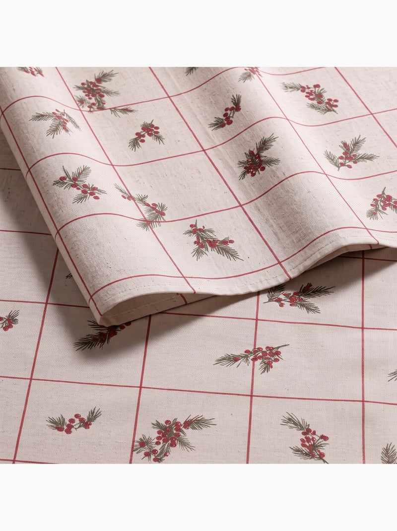 Mantel navideño tacto lino natural con estampado de cuadros - gamusi. Lino - Kiabi