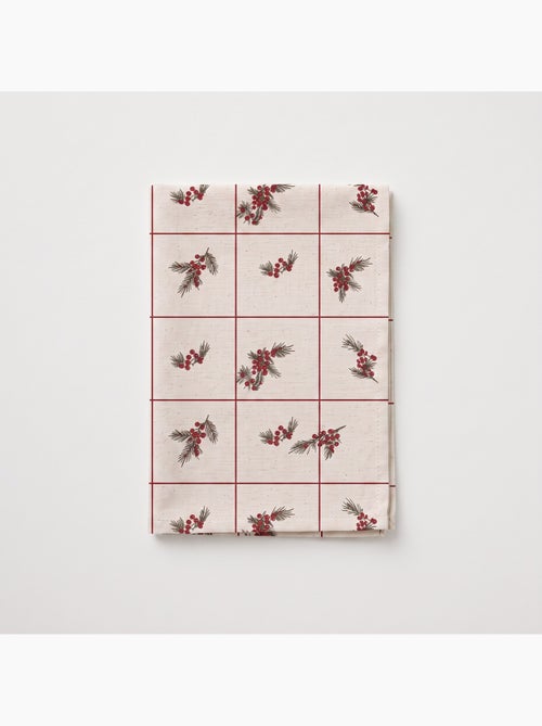 Mantel navideño tacto lino natural con estampado de cuadros - gamusi. - Kiabi Mantel navideño tacto lino natural con estampado de cuadros - gamusi. - Kiabi