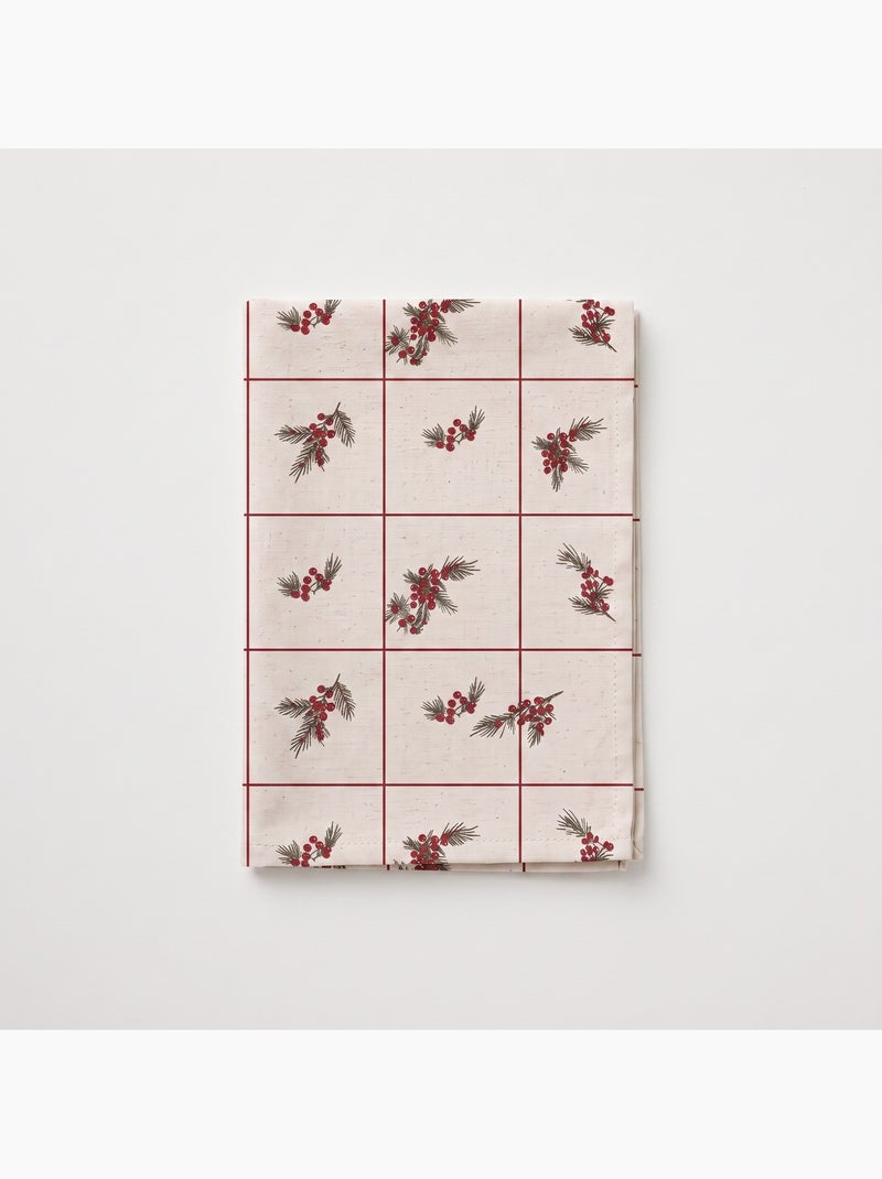 Mantel navideño tacto lino natural con estampado de cuadros - gamusi. Lino - Kiabi