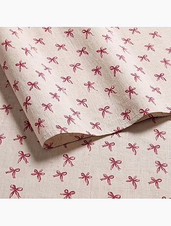 Mantel navideño tacto lino natural con estampado de lazos - gamusi.