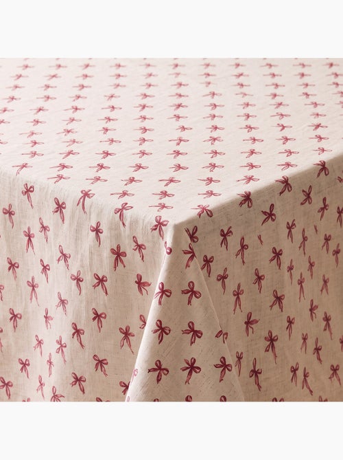 Mantel navideño tacto lino natural con estampado de lazos - gamusi. - Kiabi