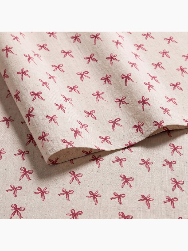 Mantel navideño tacto lino natural con estampado de lazos - gamusi. Lino - Kiabi