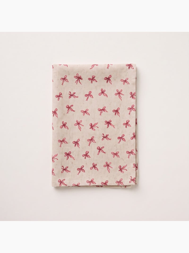 Mantel navideño tacto lino natural con estampado de lazos - gamusi. Lino - Kiabi