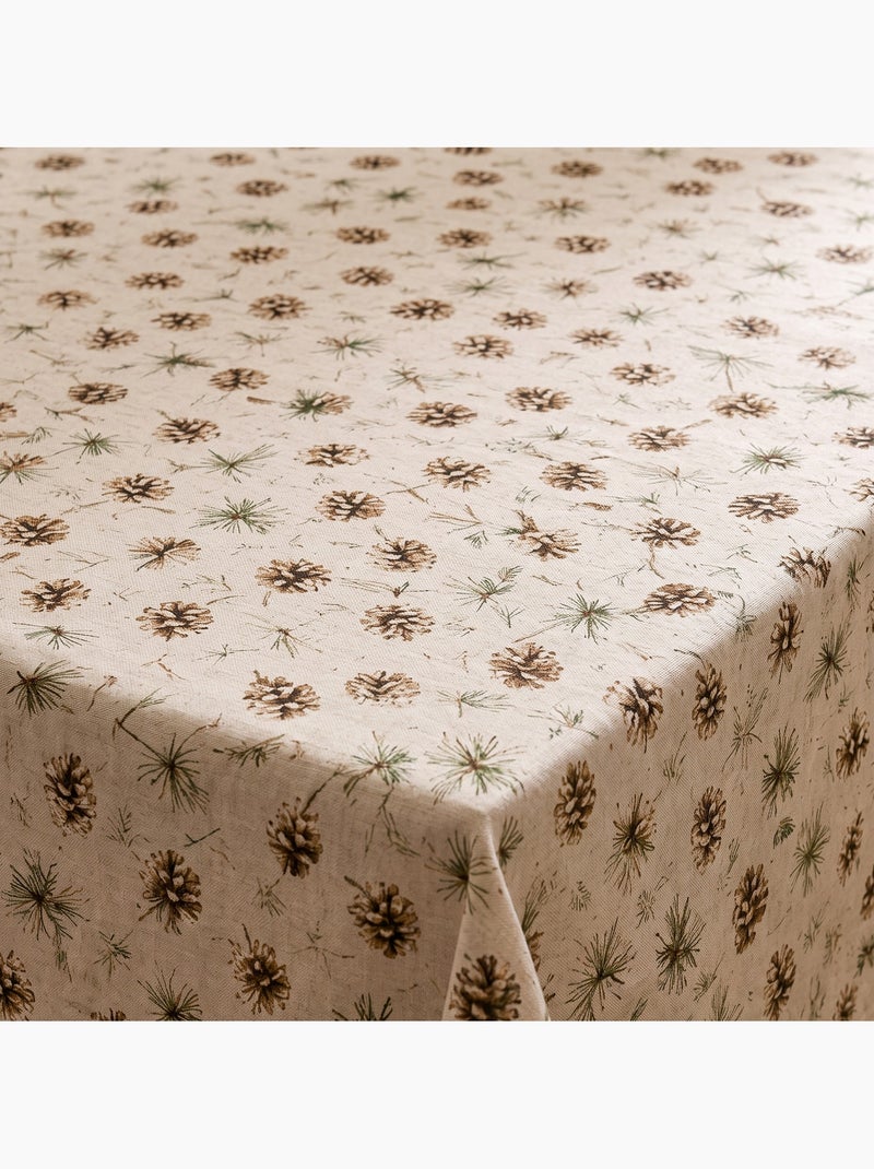 Mantel navideño tacto lino natural con estampado de pinos - gamusi. Lino - Kiabi