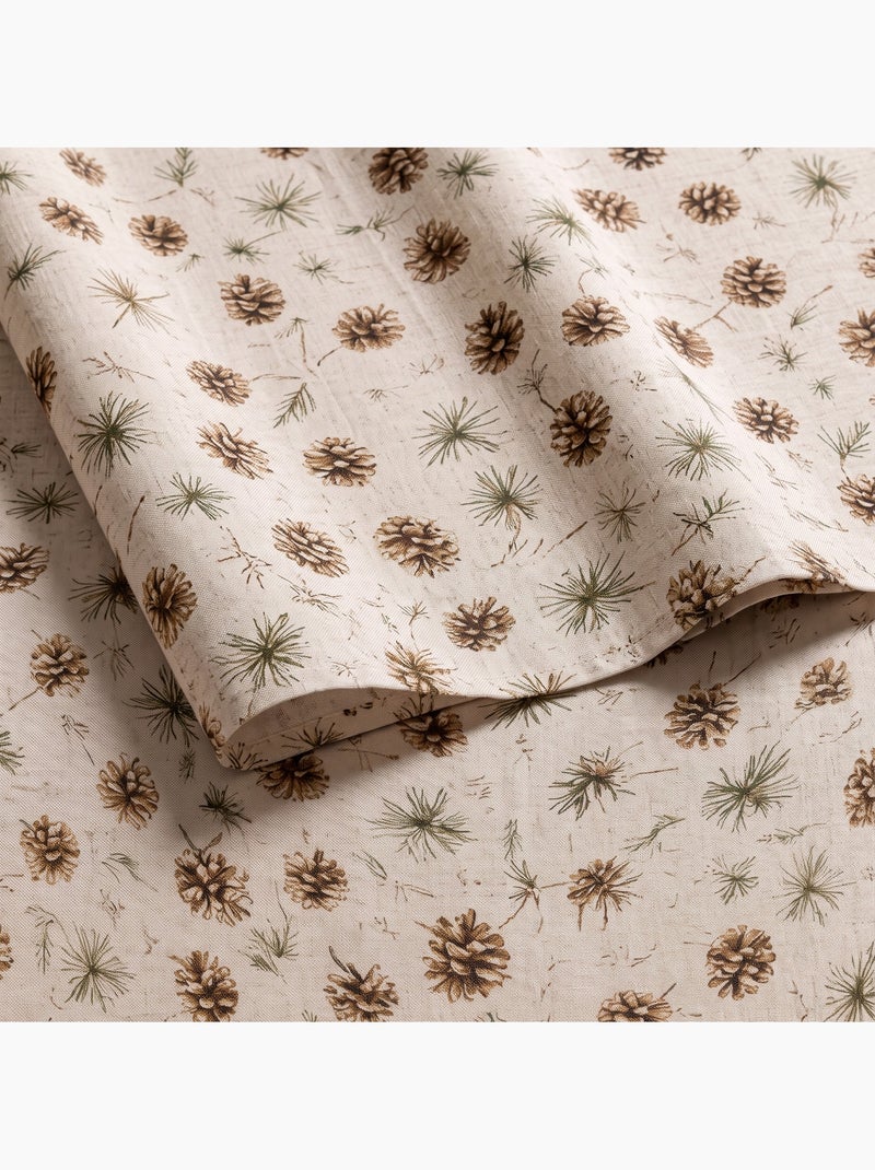 Mantel navideño tacto lino natural con estampado de pinos - gamusi. Lino - Kiabi