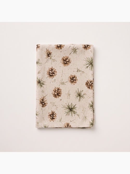 Mantel navideño tacto lino natural con estampado de pinos - gamusi. - Kiabi Mantel navideño tacto lino natural con estampado de pinos - gamusi. - Kiabi