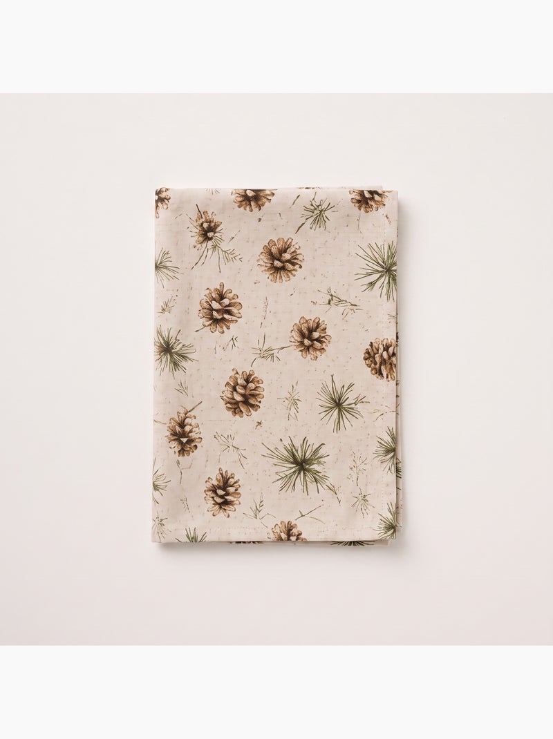 Mantel navideño tacto lino natural con estampado de pinos - gamusi. Lino - Kiabi