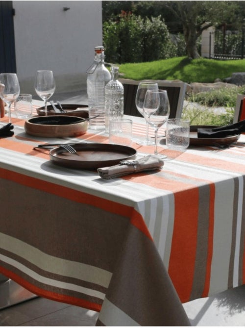 Mantel plastificado a rayas para uso exterior - Kiabi