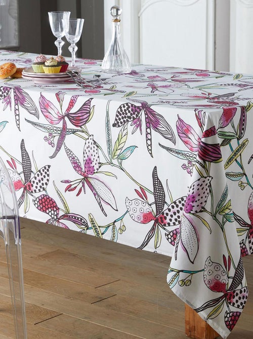 Mantel plastificado con flores exóticas - Kiabi