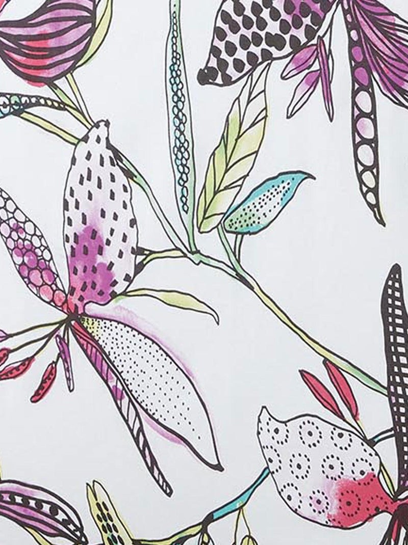Mantel plastificado con flores exóticas Blanco - Kiabi
