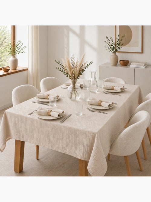 Mantel rectangular + 6 servilletas de mesa – doble gasa de algodón gaïa - Kiabi Mantel rectangular + 6 servilletas de mesa – doble gasa de algodón gaïa - Kiabi