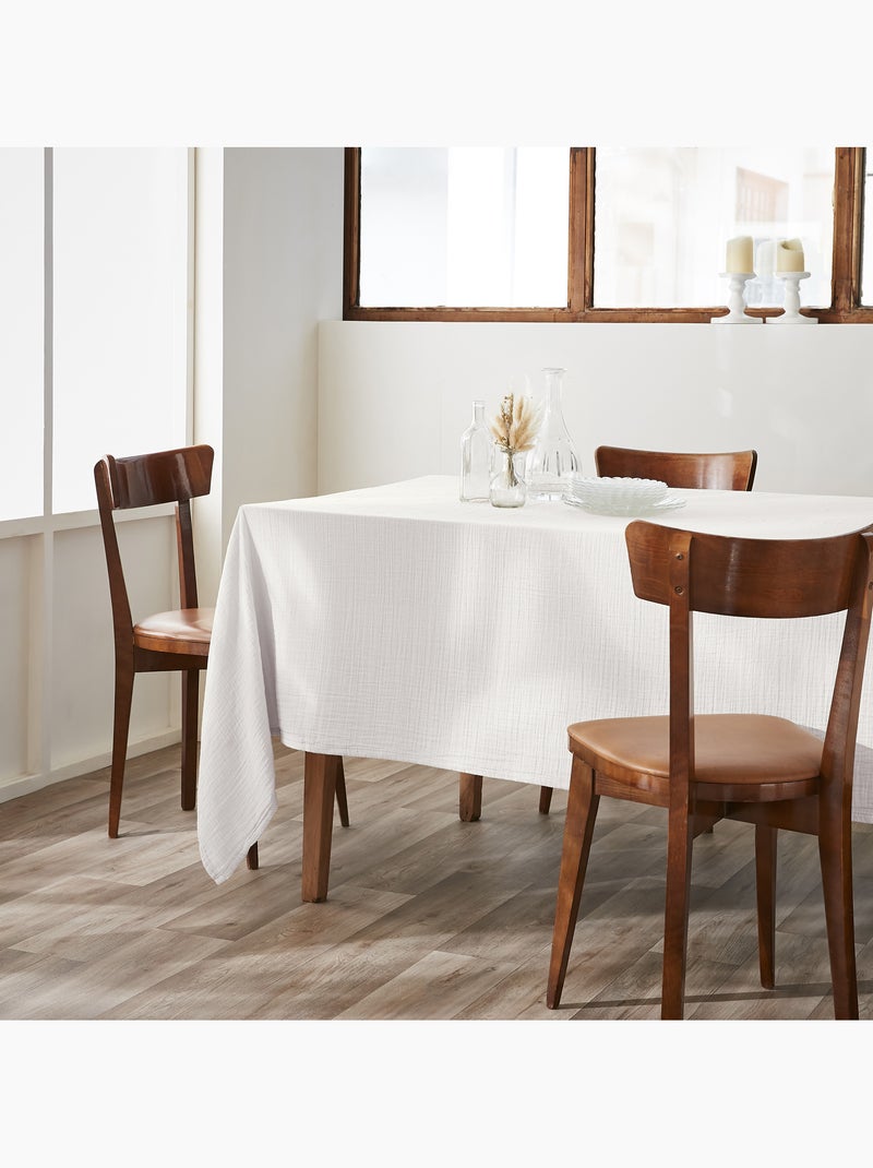 Mantel rectangular + 6 servilletas de mesa – doble gasa de algodón gaïa Blanco - Kiabi